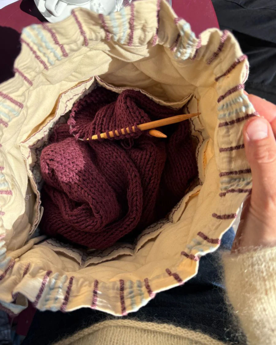 Knitter`s Project Bag - Seersucker Twin Stripe