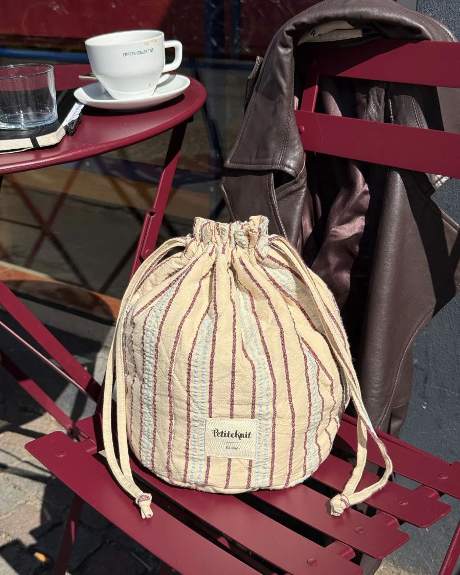 Knitter`s Project Bag - Seersucker Twin Stripe